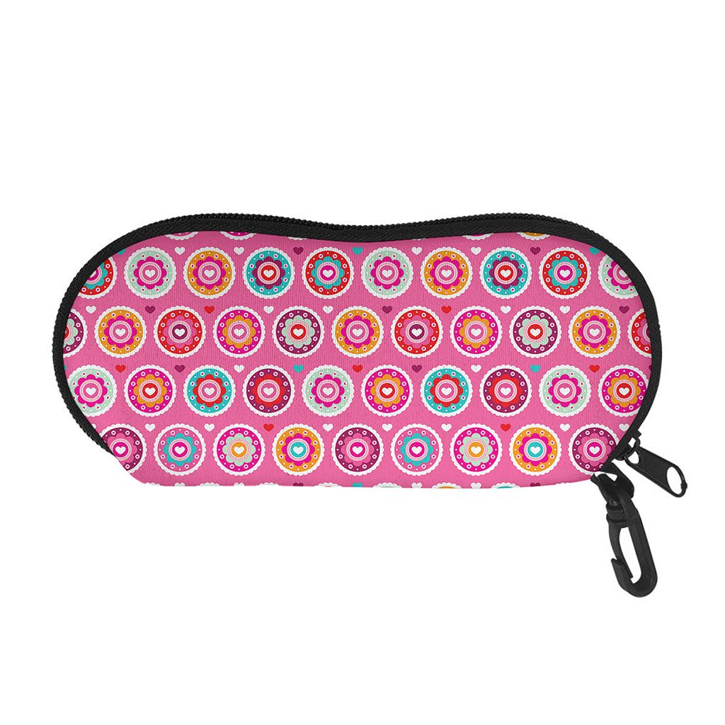 Pink Girly Flower Pattern Print Glasses Case