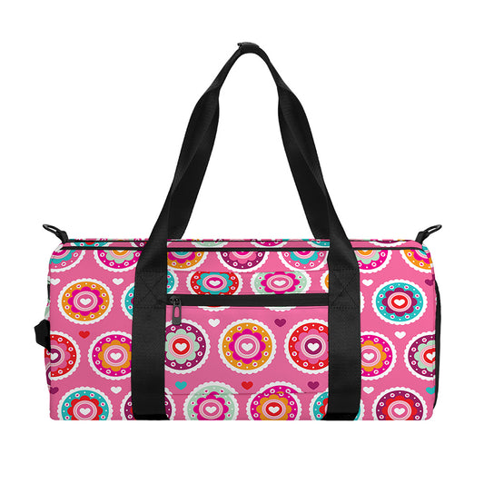 Pink Girly Flower Pattern Print Gym Bag