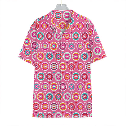 Pink Girly Flower Pattern Print Hawaiian Shirt