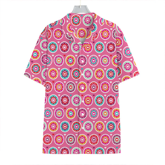 Pink Girly Flower Pattern Print Hawaiian Shirt