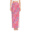 Pink Girly Flower Pattern Print High Slit Maxi Skirt