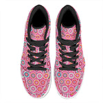 Pink Girly Flower Pattern Print High Top Leather Sneakers
