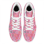 Pink Girly Flower Pattern Print High Top Leather Sneakers