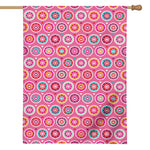 Pink Girly Flower Pattern Print House Flag