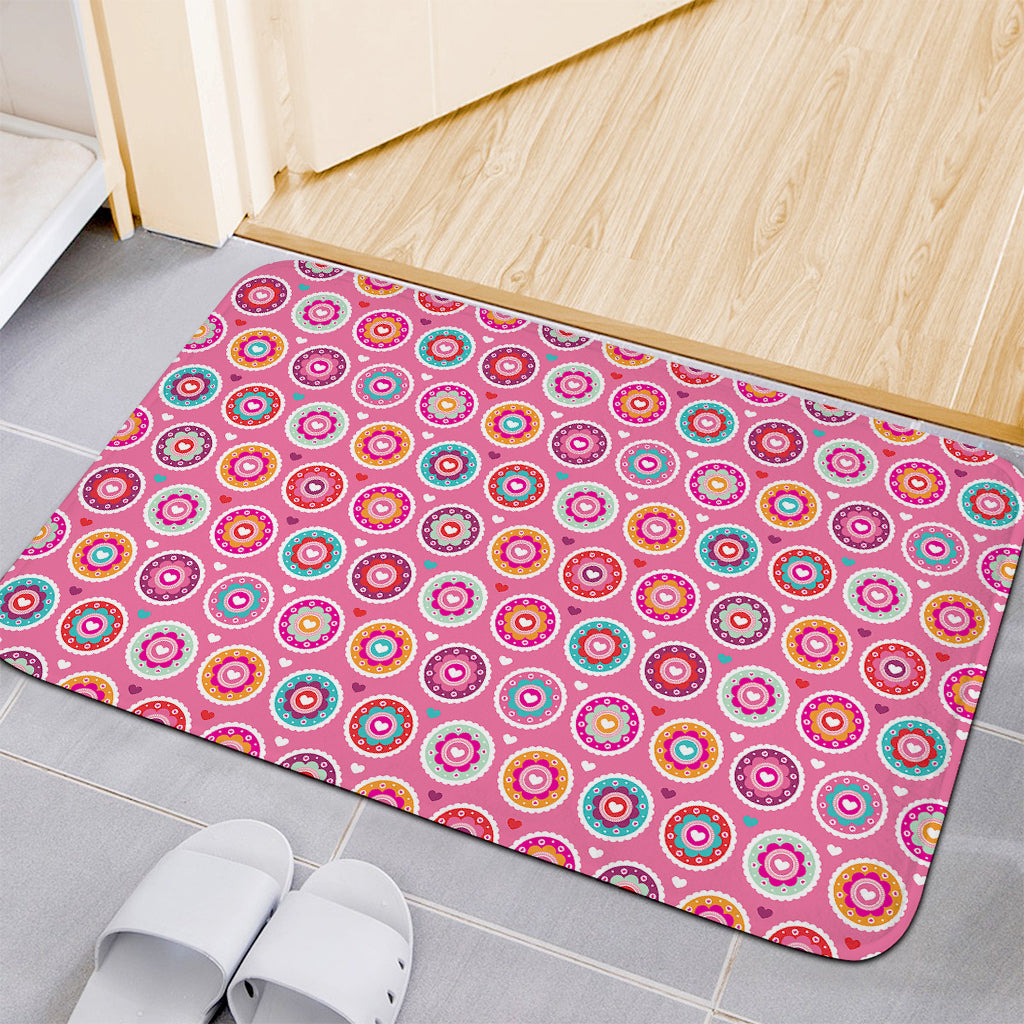 Pink Girly Flower Pattern Print Indoor Door Mat