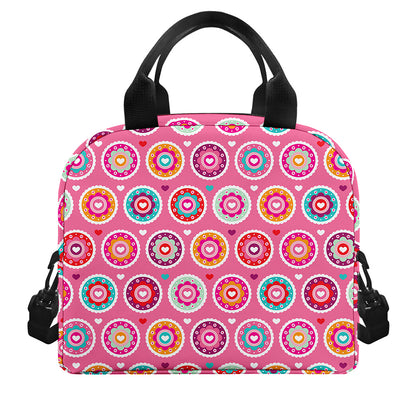 Pink Girly Flower Pattern Print Insulated Lunch Bag
