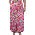 Pink Girly Flower Pattern Print Lantern Pants