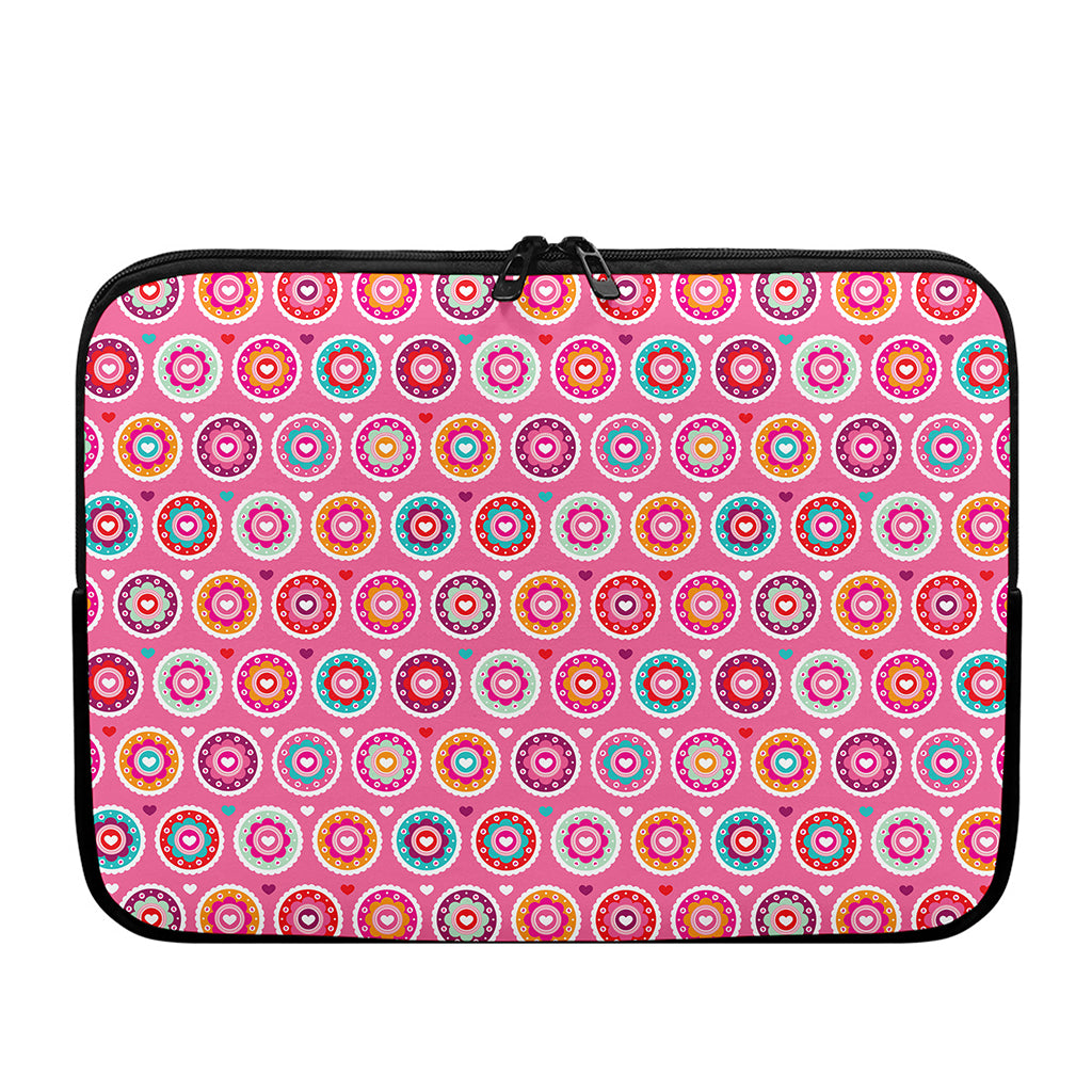 Pink Girly Flower Pattern Print Laptop Sleeve