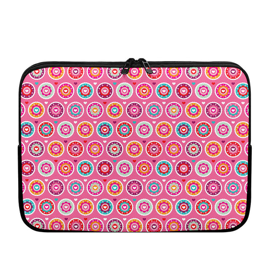 Pink Girly Flower Pattern Print Laptop Sleeve