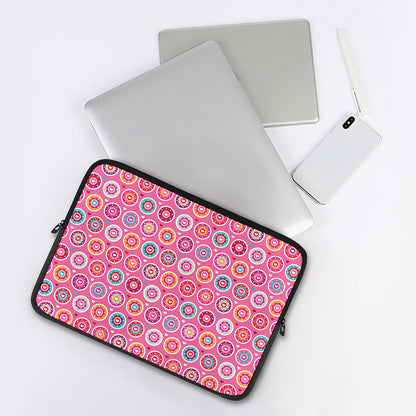 Pink Girly Flower Pattern Print Laptop Sleeve