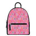 Pink Girly Flower Pattern Print Leather Backpack