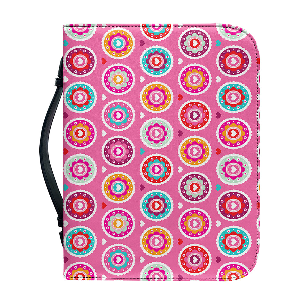 Pink Girly Flower Pattern Print Leather Bible Cover