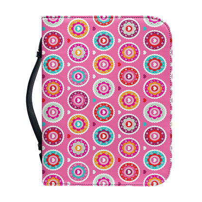 Pink Girly Flower Pattern Print Leather Bible Cover