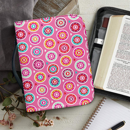 Pink Girly Flower Pattern Print Leather Bible Cover