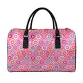 Pink Girly Flower Pattern Print Leather Duffel Bag