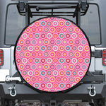 Pink Girly Flower Pattern Print Leather Spare Tire Cover