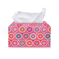 Pink Girly Flower Pattern Print Leather Tissue Box Cover