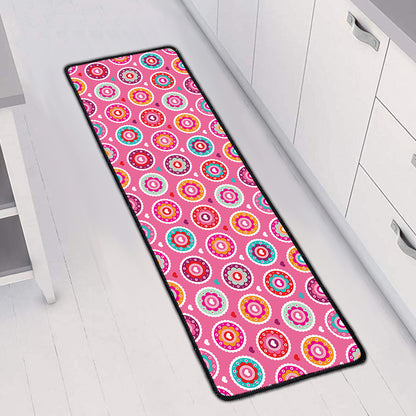 Pink Girly Flower Pattern Print Long Kitchen Mat