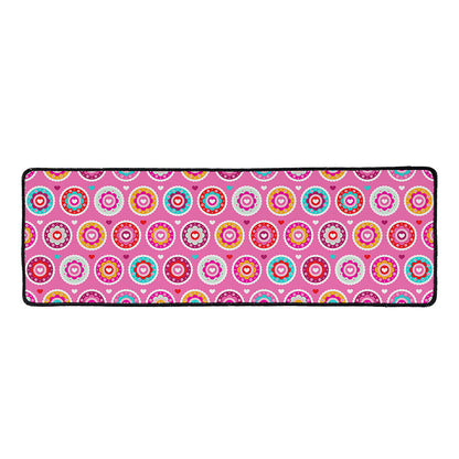 Pink Girly Flower Pattern Print Long Kitchen Mat