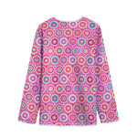 Pink Girly Flower Pattern Print Long Sleeve Short Coat