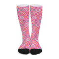 Pink Girly Flower Pattern Print Long Socks