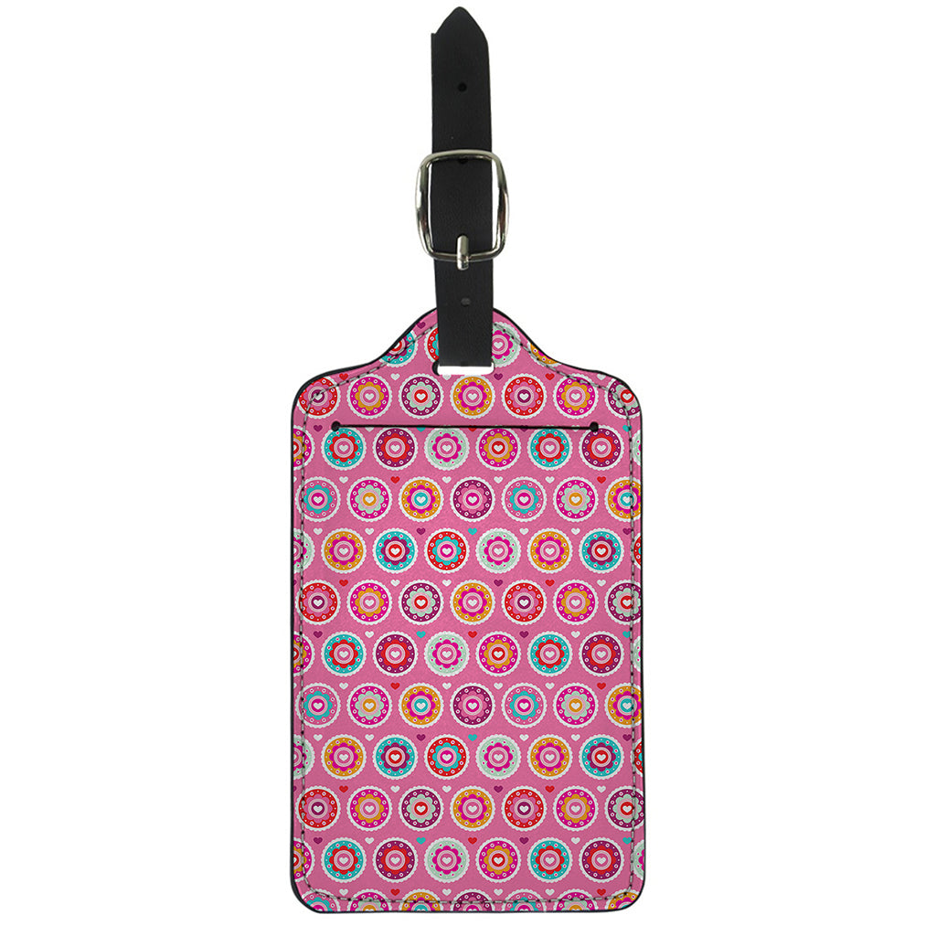Pink Girly Flower Pattern Print Luggage Tag