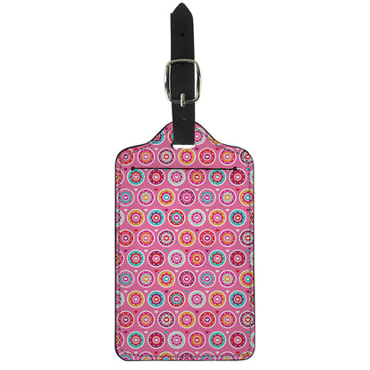 Pink Girly Flower Pattern Print Luggage Tag