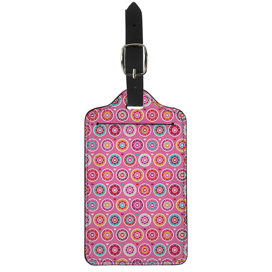 Pink Girly Flower Pattern Print Luggage Tag
