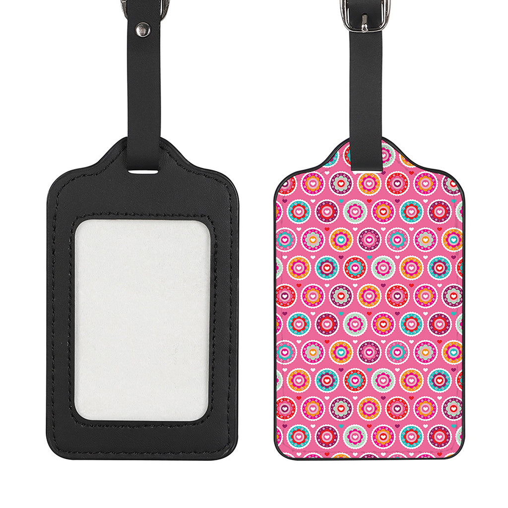 Pink Girly Flower Pattern Print Luggage Tag