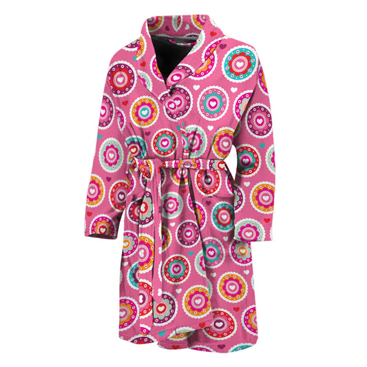 Pink Girly Flower Pattern Print Men's Bathrobe
