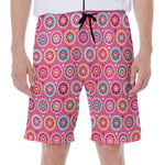 Pink Girly Flower Pattern Print Men's Beach Shorts