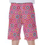 Pink Girly Flower Pattern Print Men's Beach Shorts