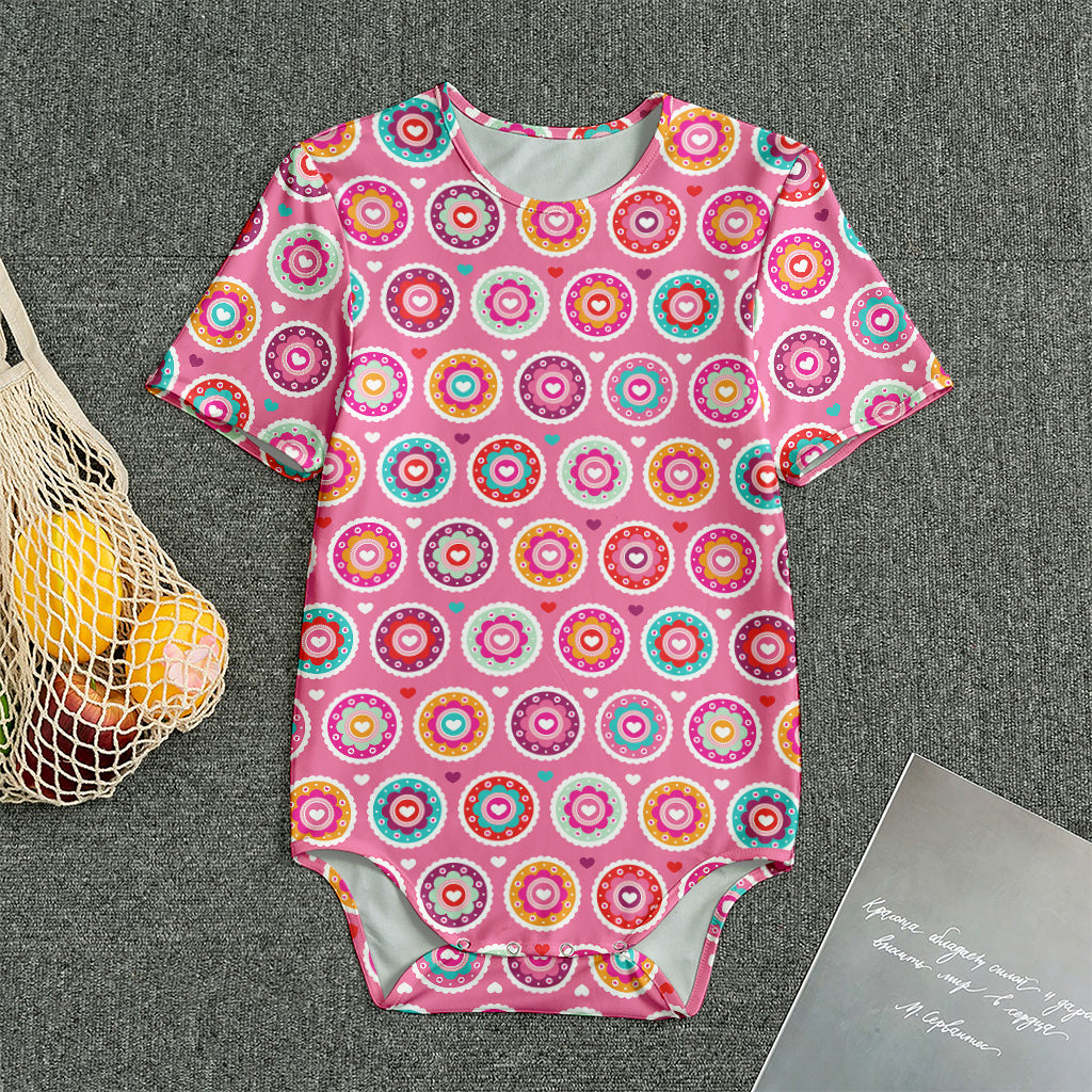 Pink Girly Flower Pattern Print Men's Bodysuit