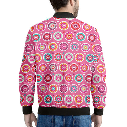 Pink Girly Flower Pattern Print Men's Bomber Jacket