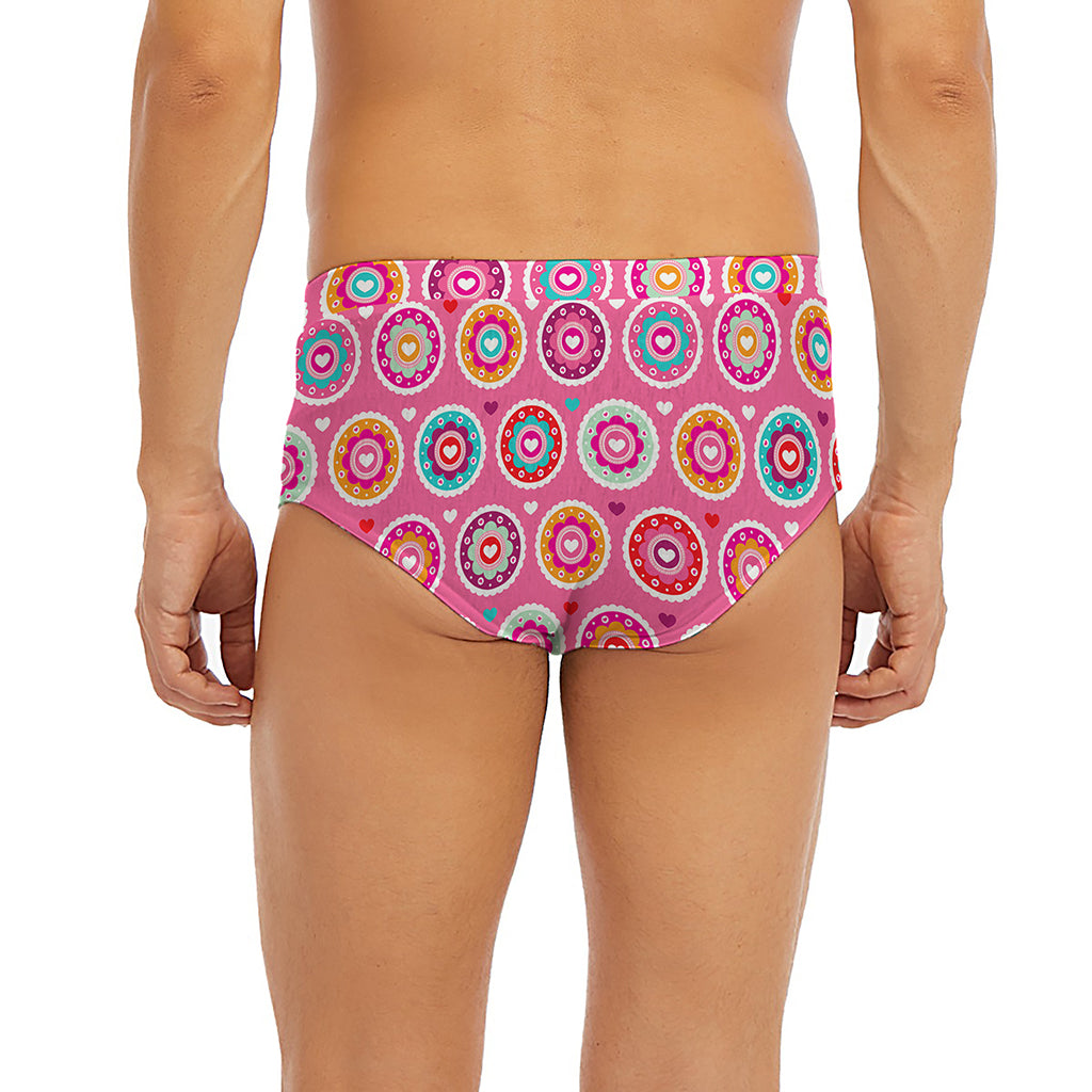 Pink Girly Flower Pattern Print Men's Briefs