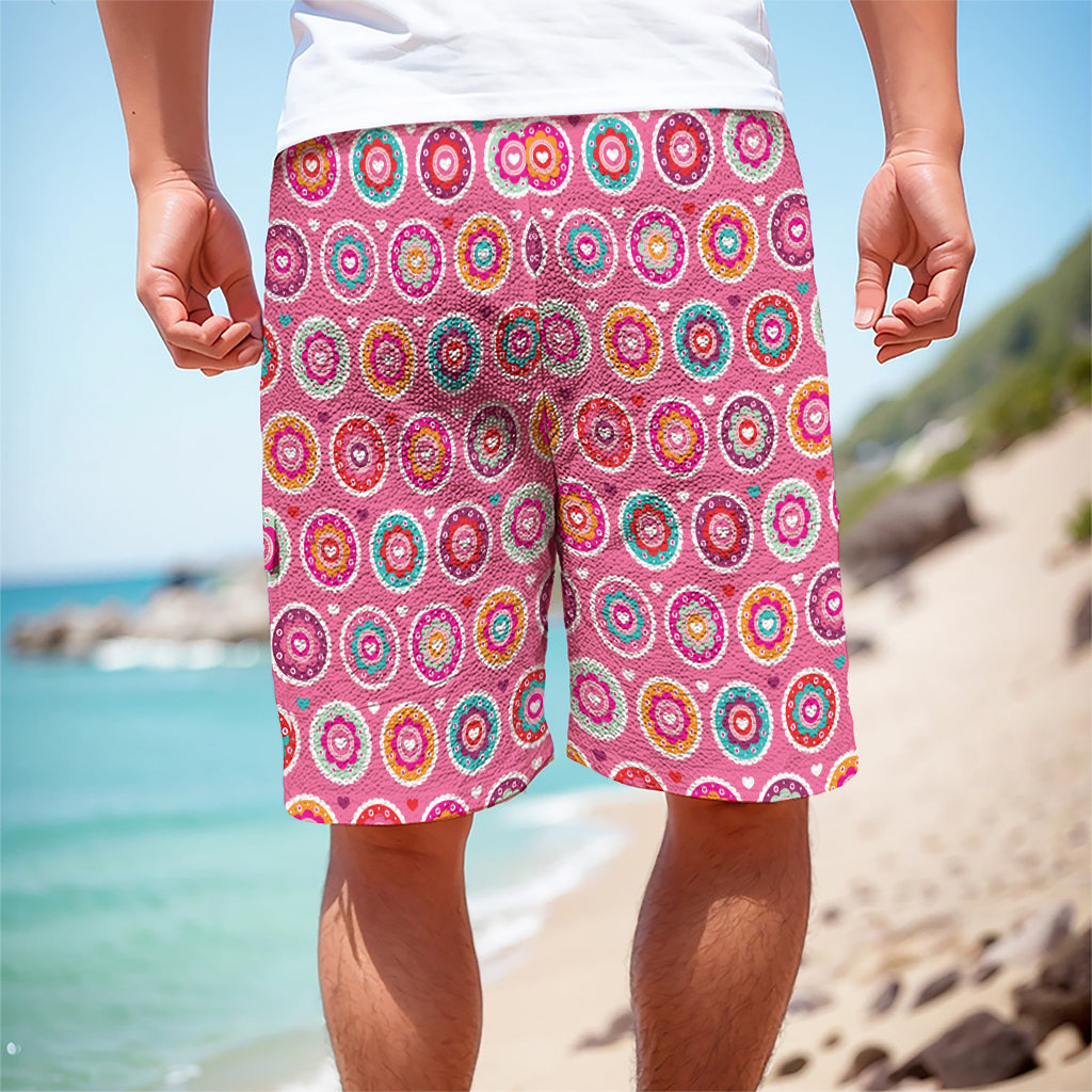 Pink Girly Flower Pattern Print Men's Cargo Shorts