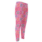 Pink Girly Flower Pattern Print Men's Compression Pants