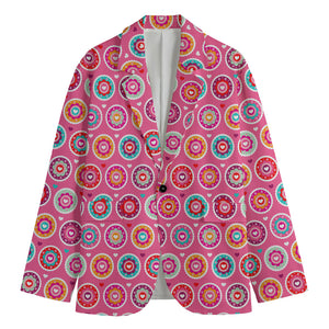 Pink Girly Flower Pattern Print Men's Cotton Blazer