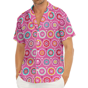 Pink Girly Flower Pattern Print Men's Deep V-Neck Shirt