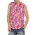 Pink Girly Flower Pattern Print Men's Fitness Tank Top