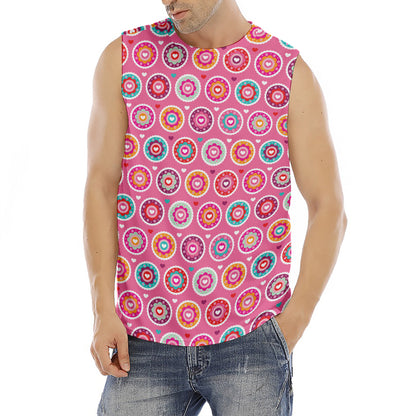Pink Girly Flower Pattern Print Men's Fitness Tank Top
