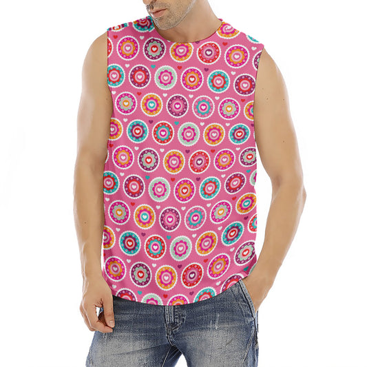 Pink Girly Flower Pattern Print Men's Fitness Tank Top