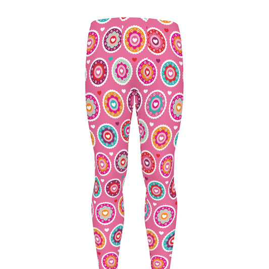 Pink Girly Flower Pattern Print Men's leggings