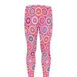 Pink Girly Flower Pattern Print Men's leggings