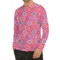 Pink Girly Flower Pattern Print Men's Long Sleeve Rash Guard