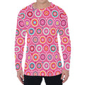 Pink Girly Flower Pattern Print Men's Long Sleeve T-Shirt