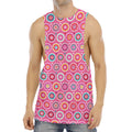 Pink Girly Flower Pattern Print Men's Muscle Tank Top