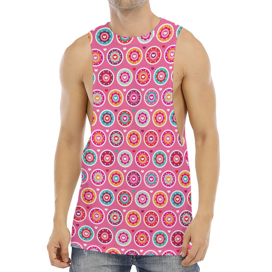 Pink Girly Flower Pattern Print Men's Muscle Tank Top