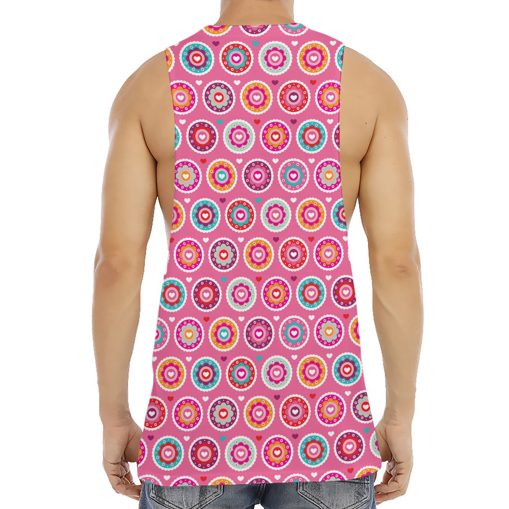 Pink Girly Flower Pattern Print Men's Muscle Tank Top