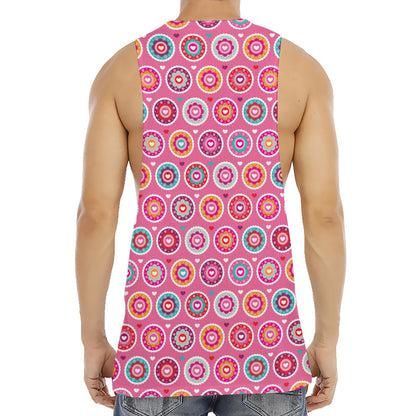 Pink Girly Flower Pattern Print Men's Muscle Tank Top